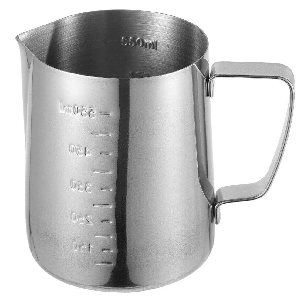 เหยือกตีฟองนม 600ml พิชเชอร์ ถ้วยตีฟองนม สแตนเลส Stainless Milk Pitcher สเตนเลส304 เกรดอาหาร