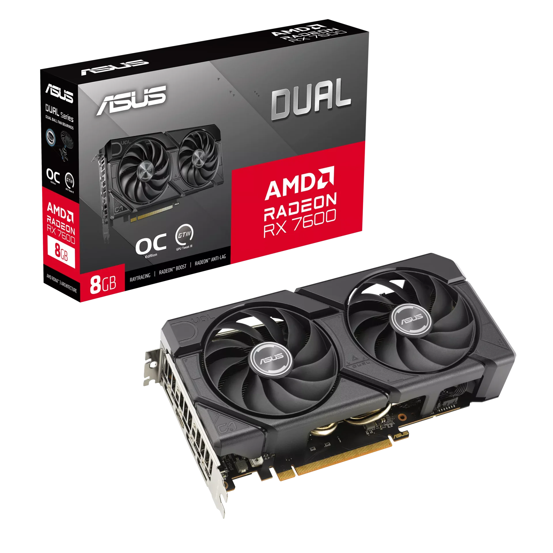 ASUS DUAL RX7600 EVO OC 8GB GDDR6 Graphics Card
