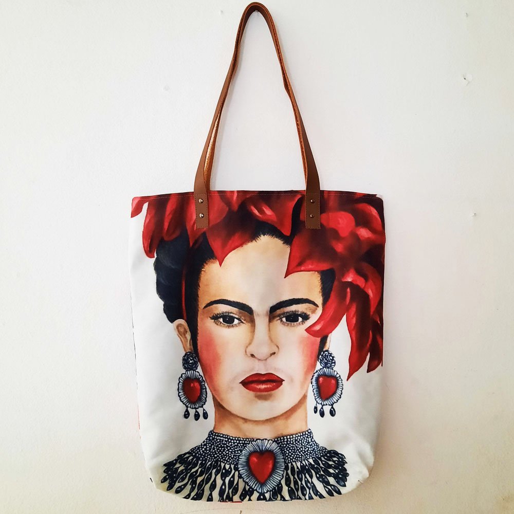 กระเป๋าผ้าพิมพ์ลาย Frida / กระเป๋าผ้าแคนวาส / กระเป๋าผ้าฟรีด้า / จัดส่งฟรี