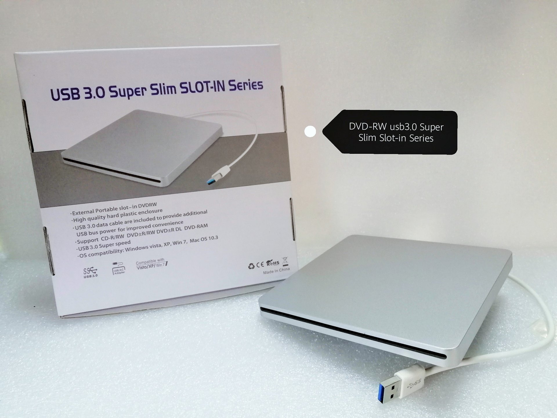 DVD-RW External USB 3.0 Super Slim Slot-In