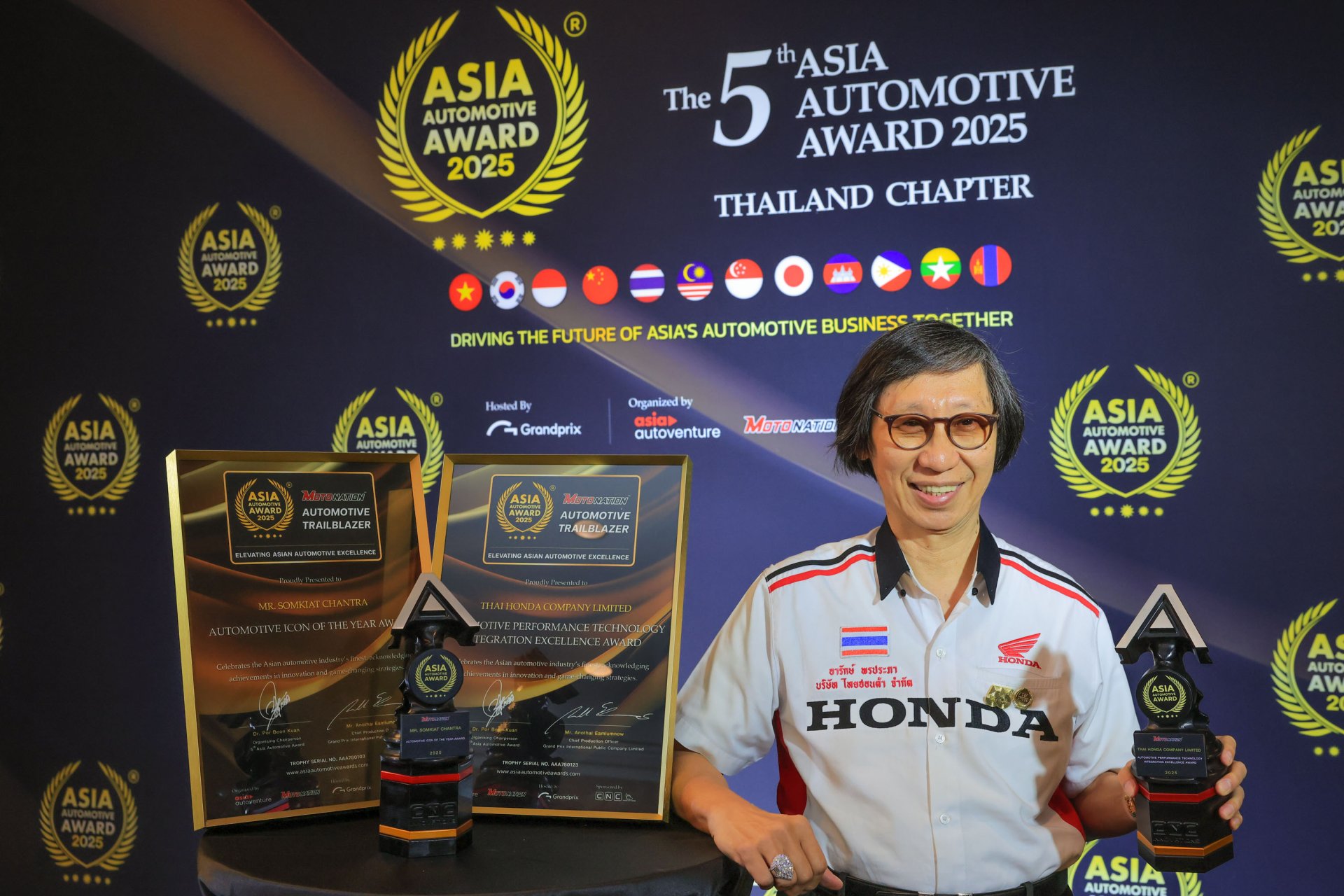 ไทยฮอนด้า คว้า 2 รางวัล จากเวที The 5th Asia Automotive Award 2025 - Thailand Chapter ตอกย้ำความแข็งแกร่งและศักยภาพอุตสาหกรรมยานยนต์ไทยในเวทีระดับเอเชีย