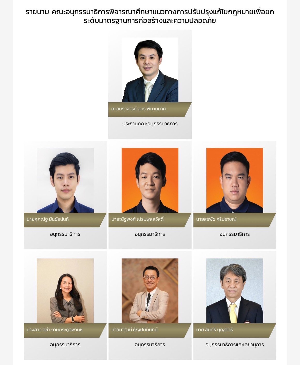 คณะอนุกรรมาธิการพิจารณาศึกษาแนวทางการปรับปรุงแก้ไขกฎหมาย เพื่อยกระดับมาตรฐานการก่อสร้างและความปลอดภัย