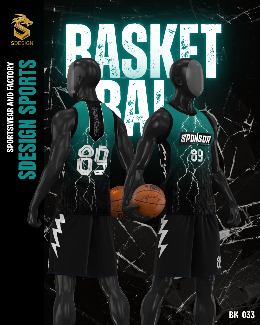 ชุดกีฬาบาสเกตบอล พิมพ์ลายทั้งตัว เนื้อผ้า "นาโนเทค" BK 033