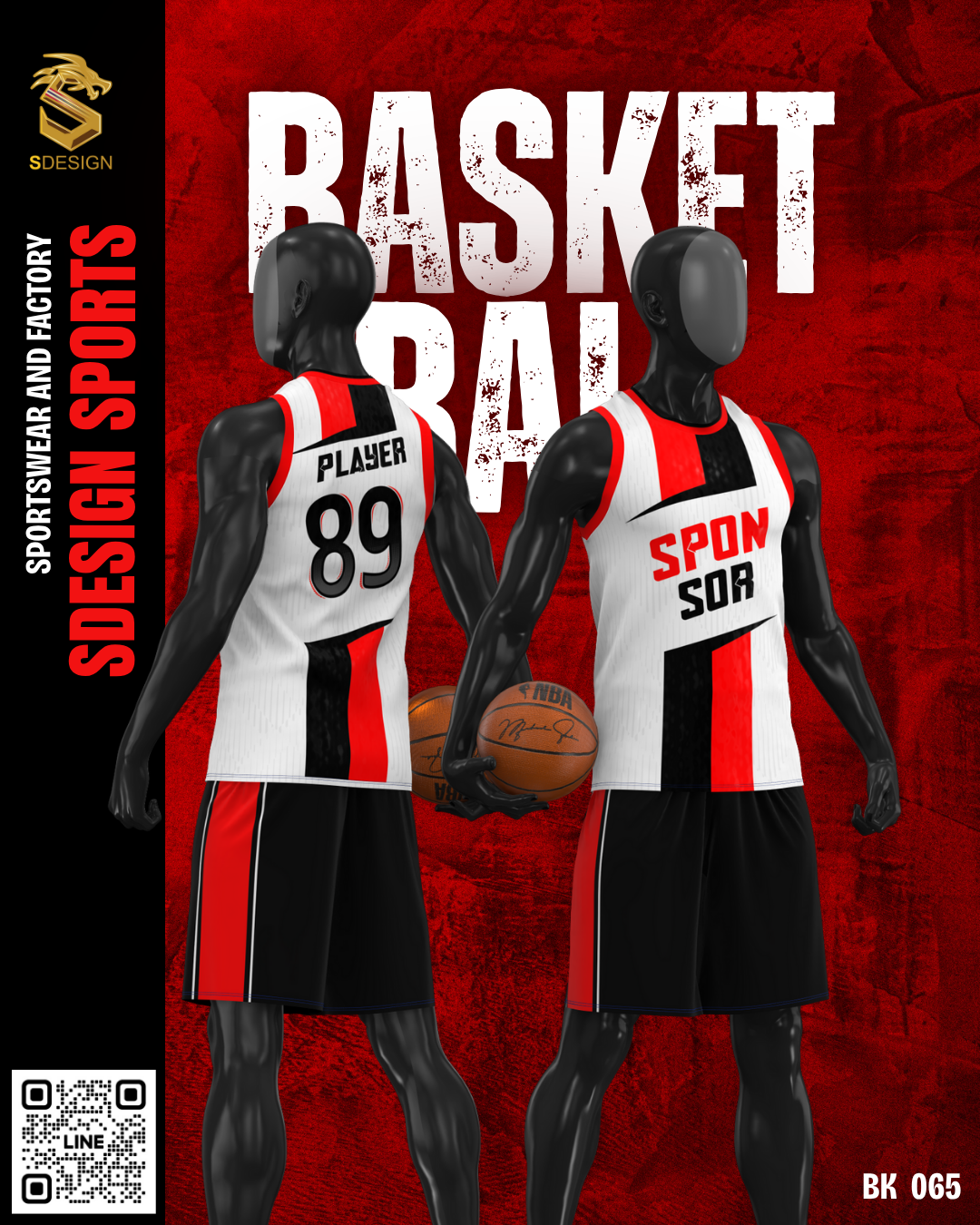 ชุดกีฬาบาสเกตบอล พิมพ์ลายทั้งตัว เนื้อผ้า "นาโนเทค" BK 065