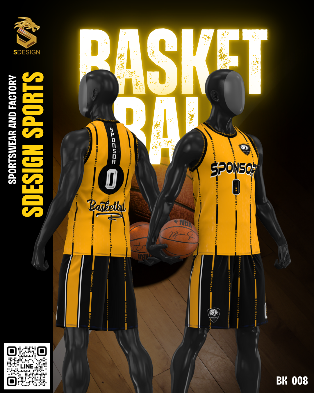 ชุดกีฬาบาสเกตบอล พิมพ์ลายทั้งตัว เนื้อผ้า "นาโนเทค" BK 008