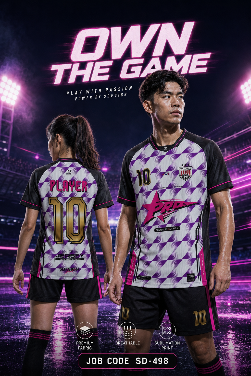 เสื้อกีฬาฟุตบอล พิมพ์ลายทั้งตัว เนื้อผ้า "นาโนเทค"SD-498