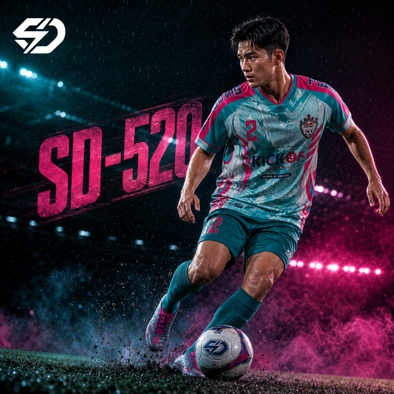เสื้อกีฬาฟุตบอล พิมพ์ลายทั้งตัว เนื้อผ้า "นาโนเทค"SD-520
