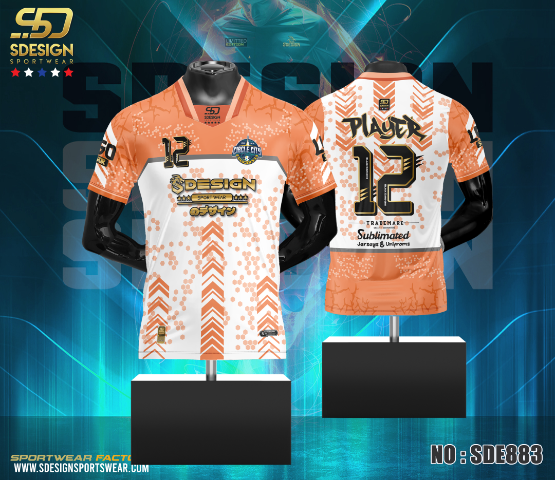 เสื้อกีฬาฟุตบอล พิมพ์ลายทั้งตัว เนื้อผ้า "นาโนเทค" SDE883