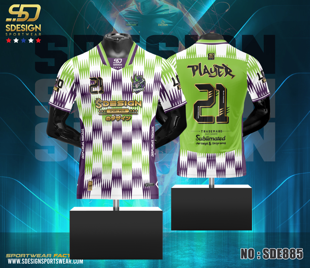 เสื้อกีฬาฟุตบอล พิมพ์ลายทั้งตัว เนื้อผ้า "นาโนเทค" SDE885