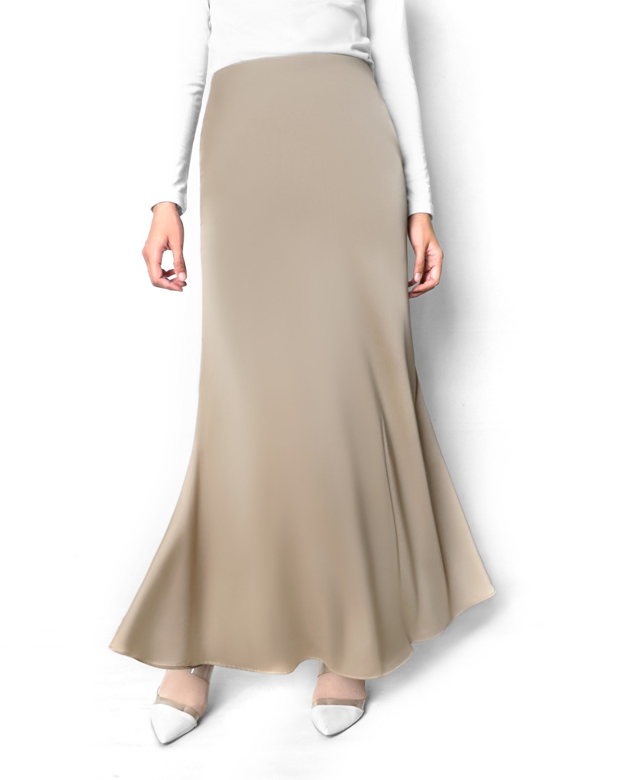 Satin skirt khaki sale