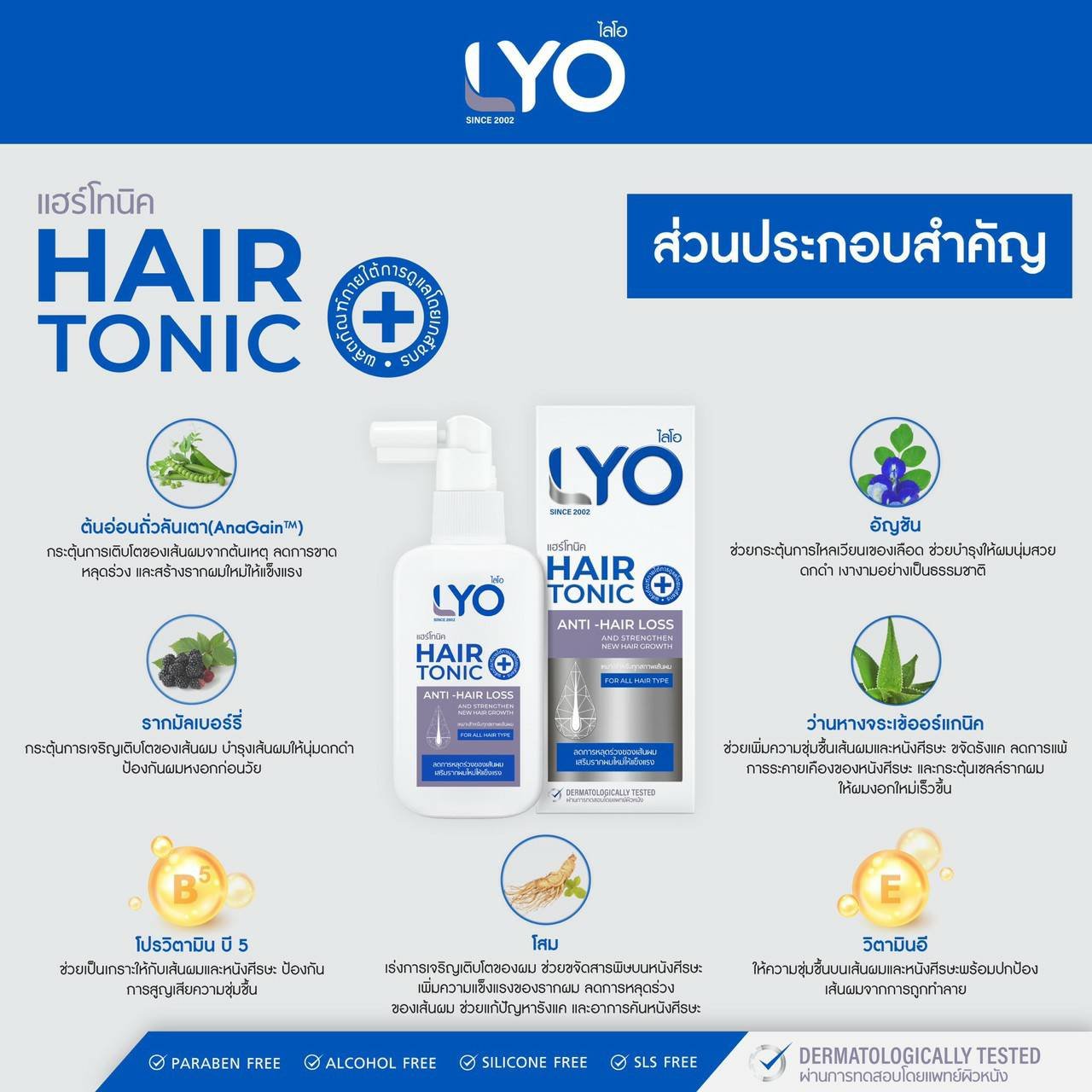 ส่วนประกอบสำคัญ hair tonic