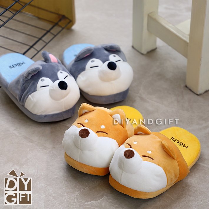 รองเท้าแตะสลิปเปอร์ สำหรับใส่ภายในบ้าน หรืออาคาร Indoor Slippers รูป Mochi น้องหมาชิบะ Size 35 - 40