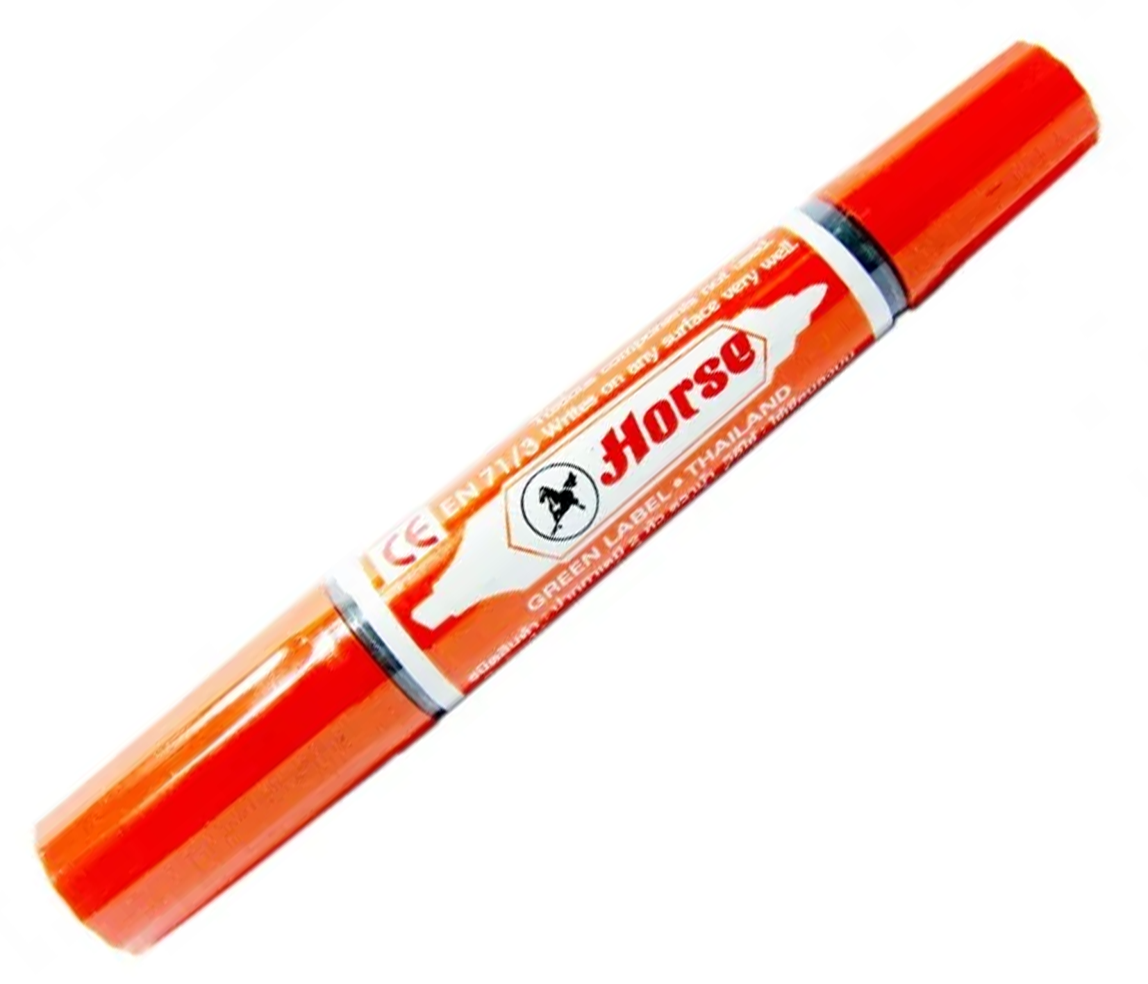 ปากกาเคมี 2หัว ตราม้า สีส้ม