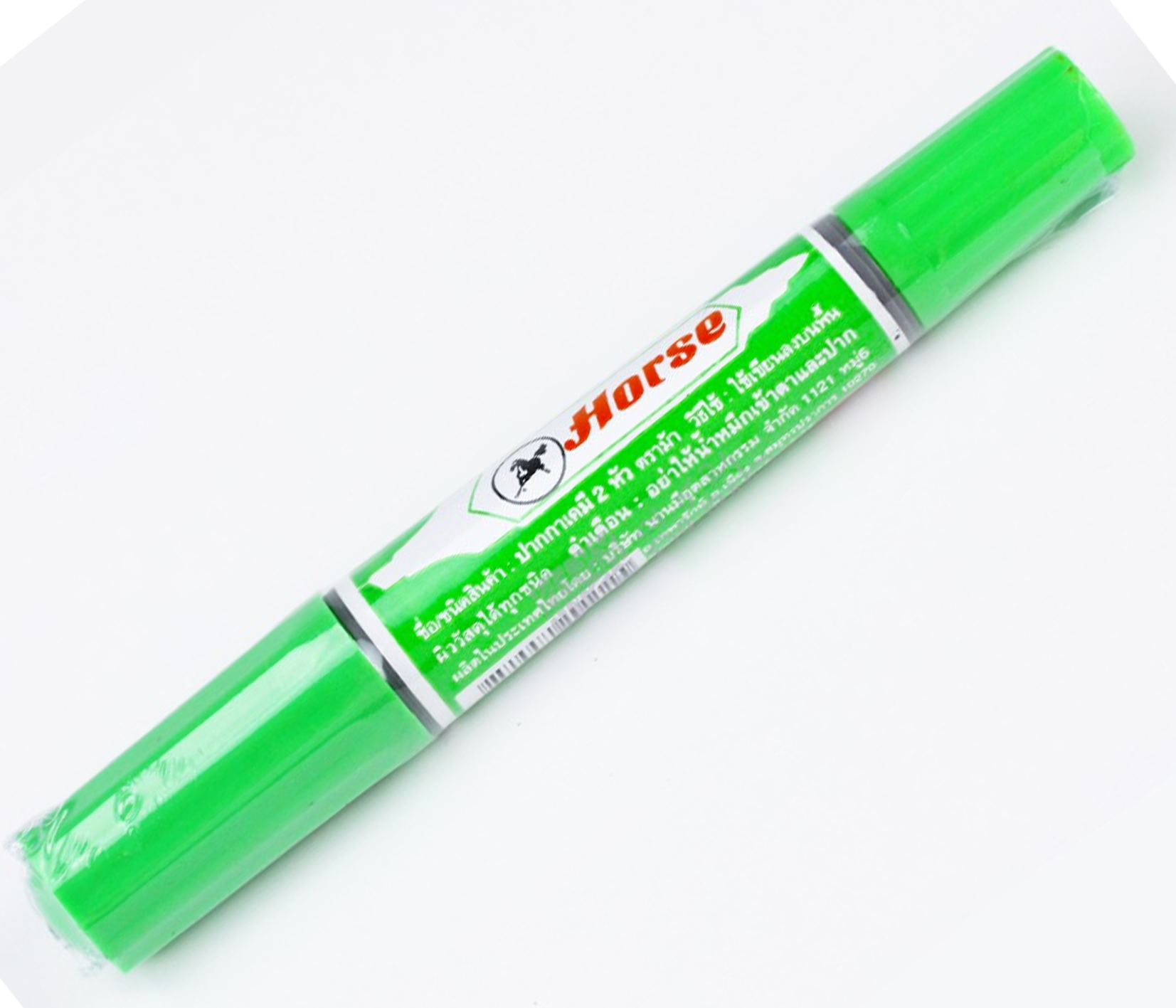 ปากกาเคมี 2หัว ตราม้า สีเขียวอ่อน