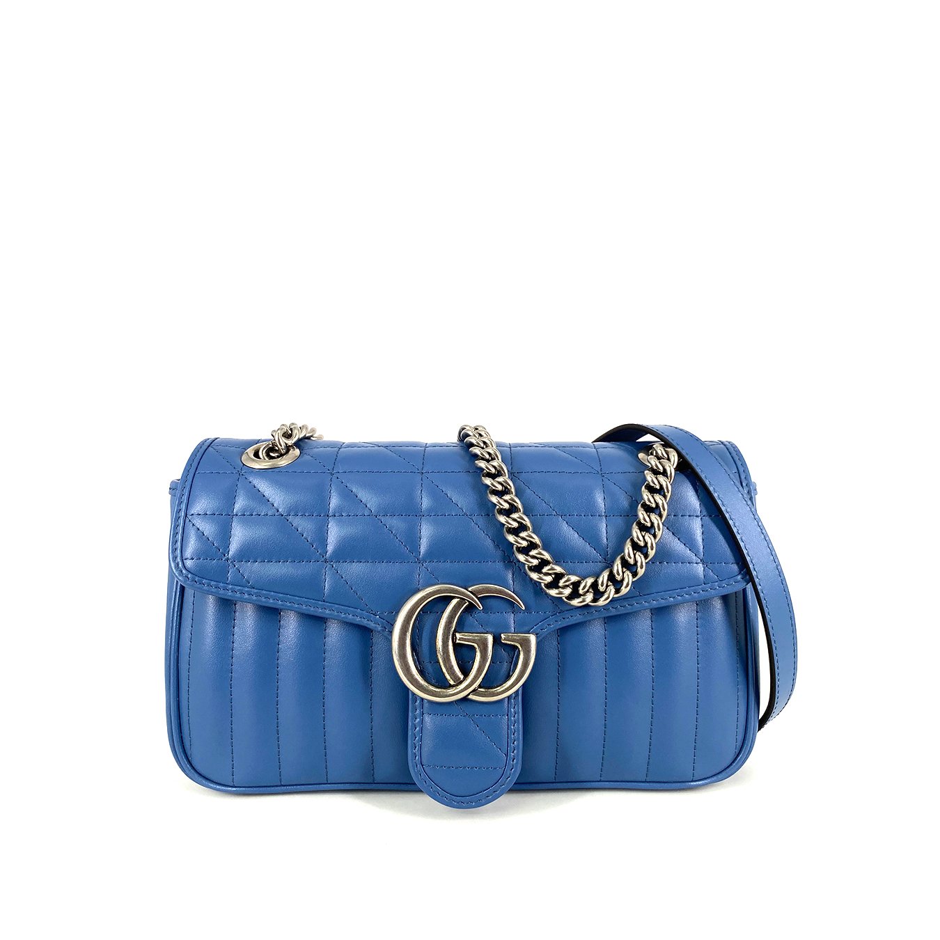 Gucci GG Marmont Matelassé Flap Leather Small Blue