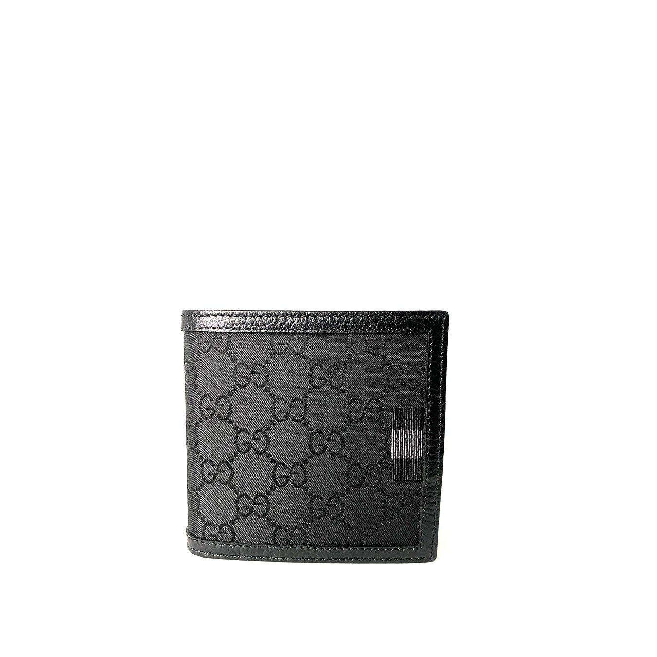 Gucci Men's Signature Bifold Wallet Canvas With Coin Black