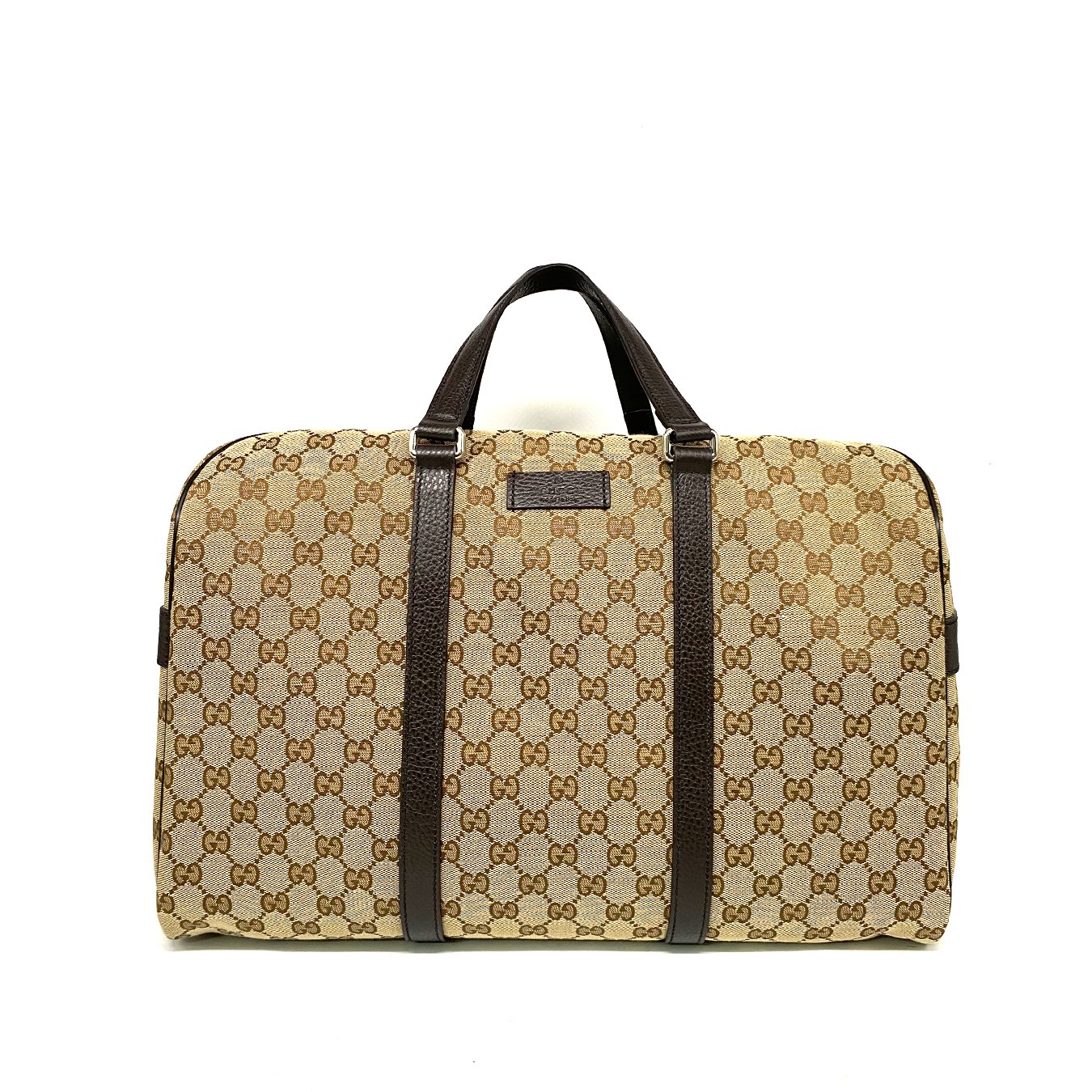 Gucci Boston GG Monogram Canvas Duffel Travel Bag Beige