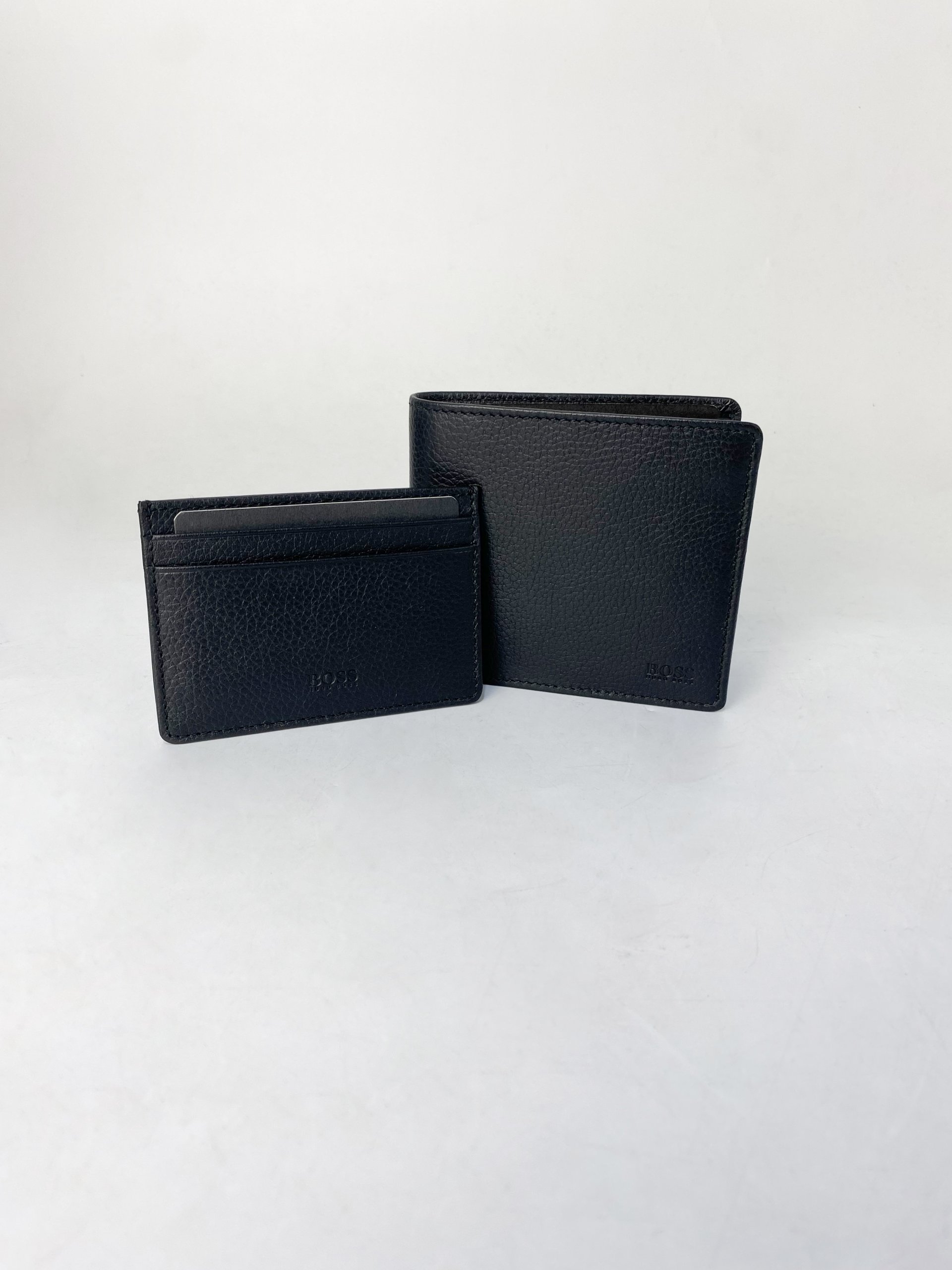 Hugo Boss Men's Bifold Wallet and Card Holder Gift Set Leather Black