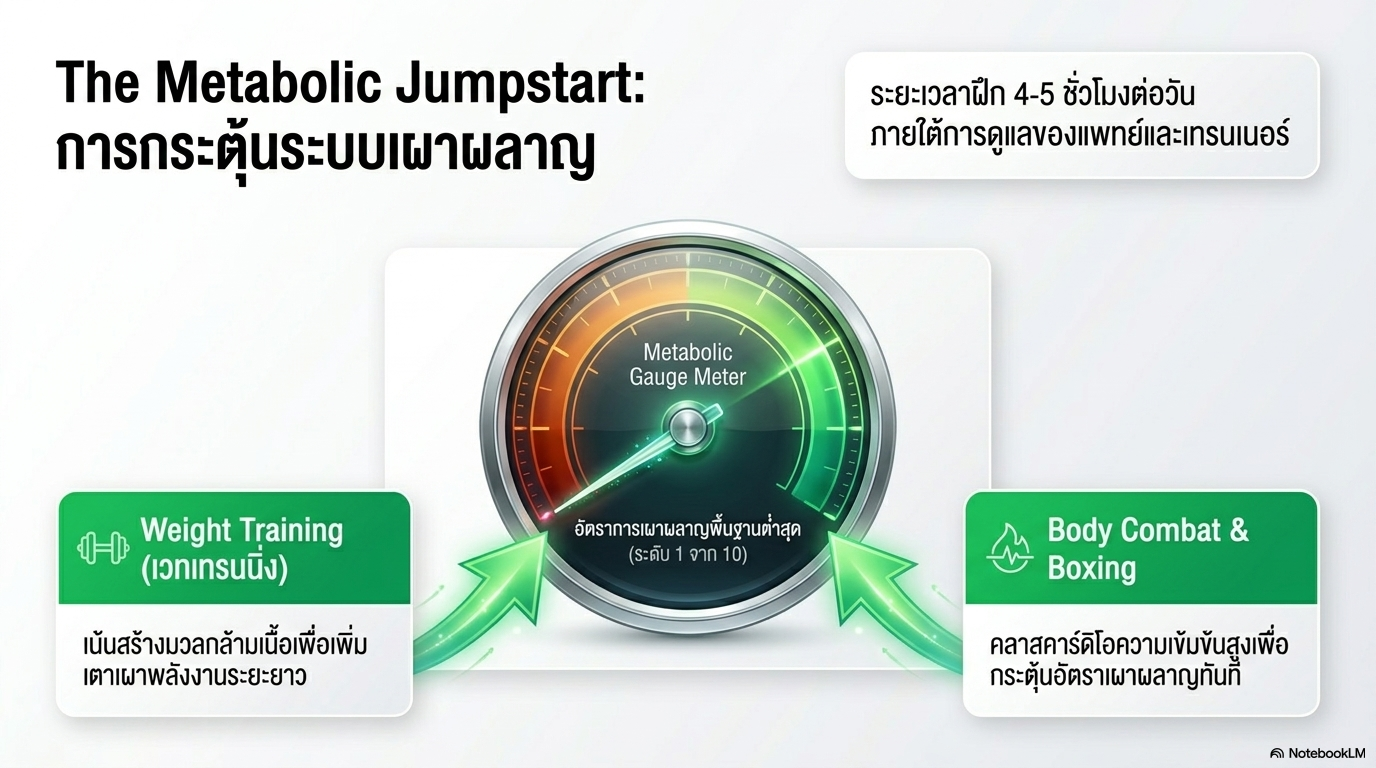 การกระตุ้นระบบเผาผลาญด้วยเวทเทรนนิ่งและบอดี้คอมแบท