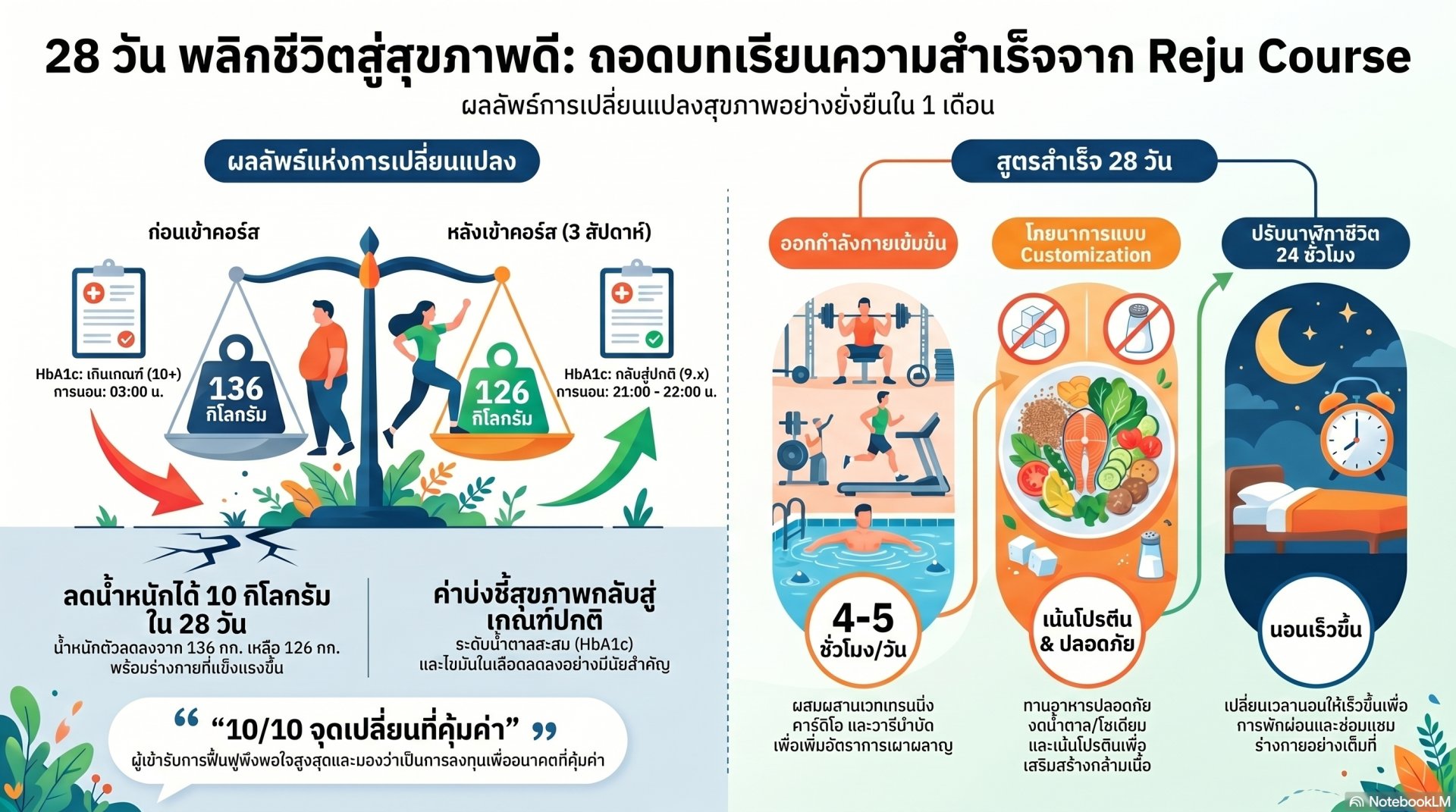 สรุปอินโฟกราฟิก 28 วันพลิกชีวิตสุขภาพดีของน้องนายด้วย Reju Course