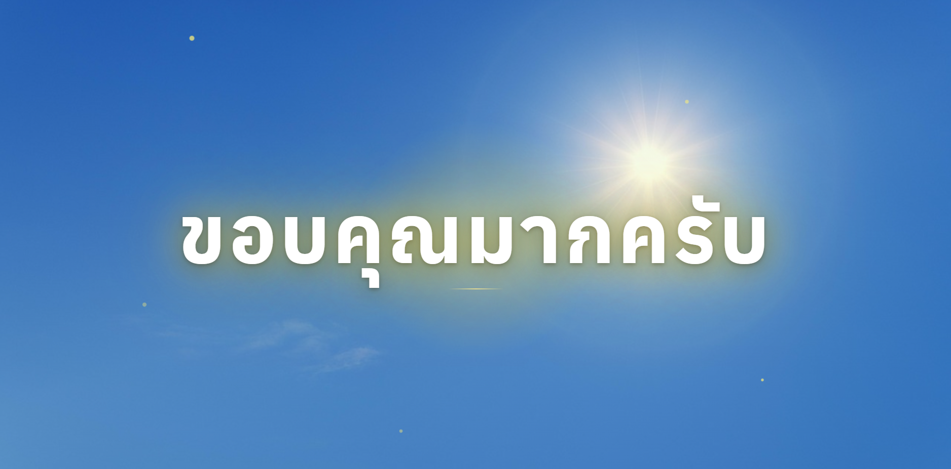 ขอบคุณมากครับ ข้อความบนท้องฟ้าสีฟ้าสดใสยามแสงแดด จากโรงพยาบาลผู้ป่วยเรื้อรังขนาดกลาง เวลเนสแคร์ ขอบพระคุณทุกท่านที่ไว้วางใจในการดูแลสุขภาพด้วยโปรโตคอล Zero Protein และแนวทางธรรมชาติบำบัดบูรณาการ