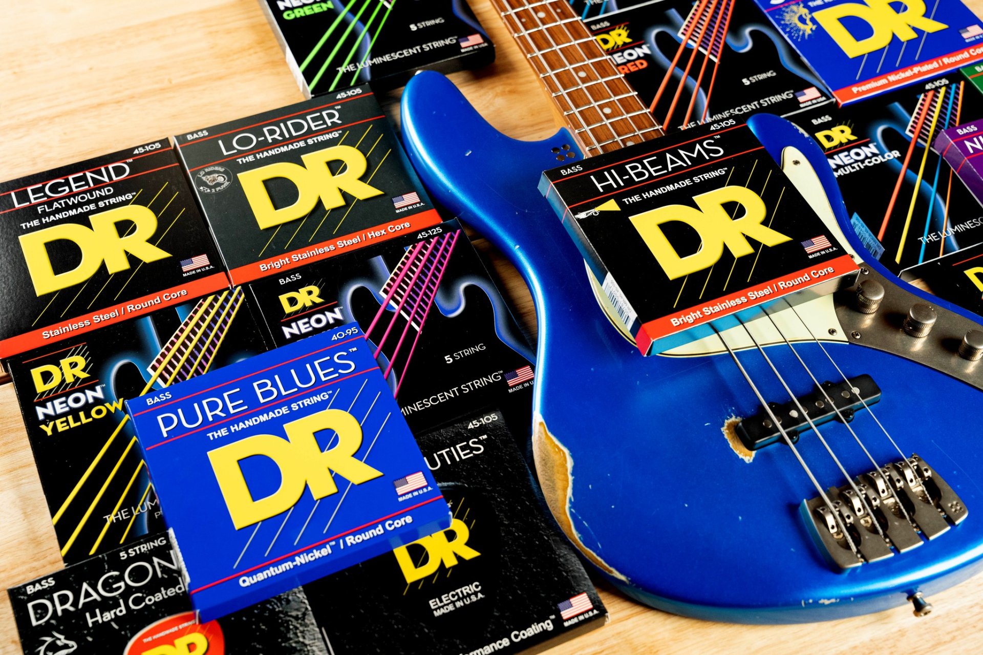 DR Strings Lo-Rider Stainless Steel Electric Bass Strings Long