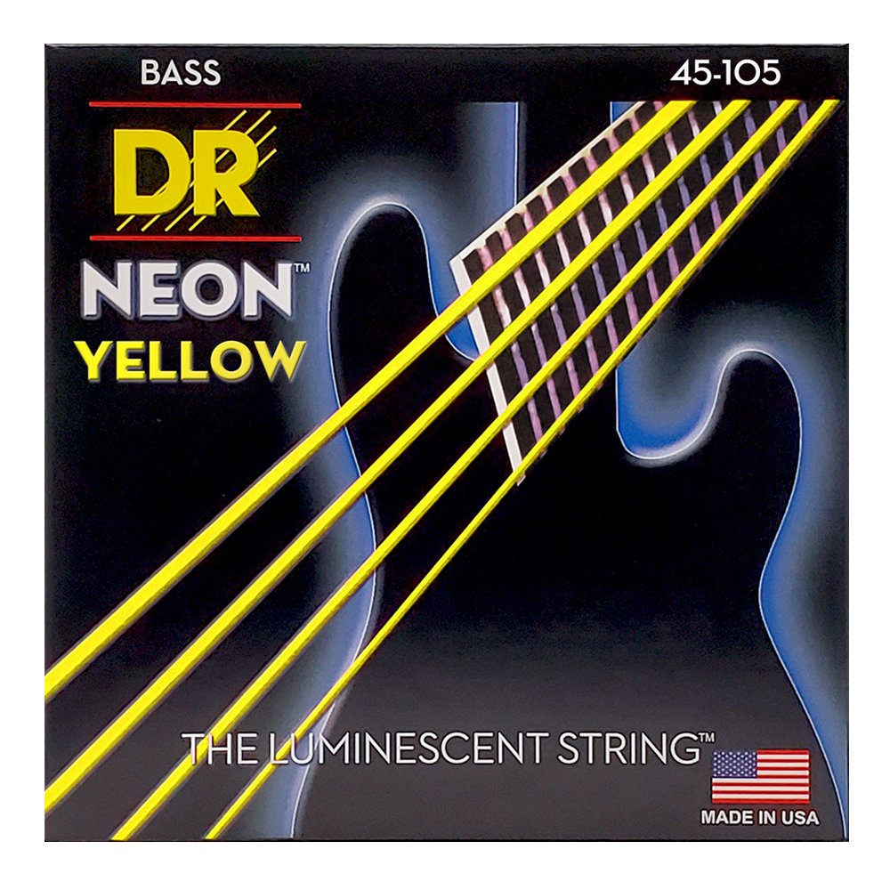 DR Strings Neon Yellow Bass 45-105 Medium 4-String (NYB-45)