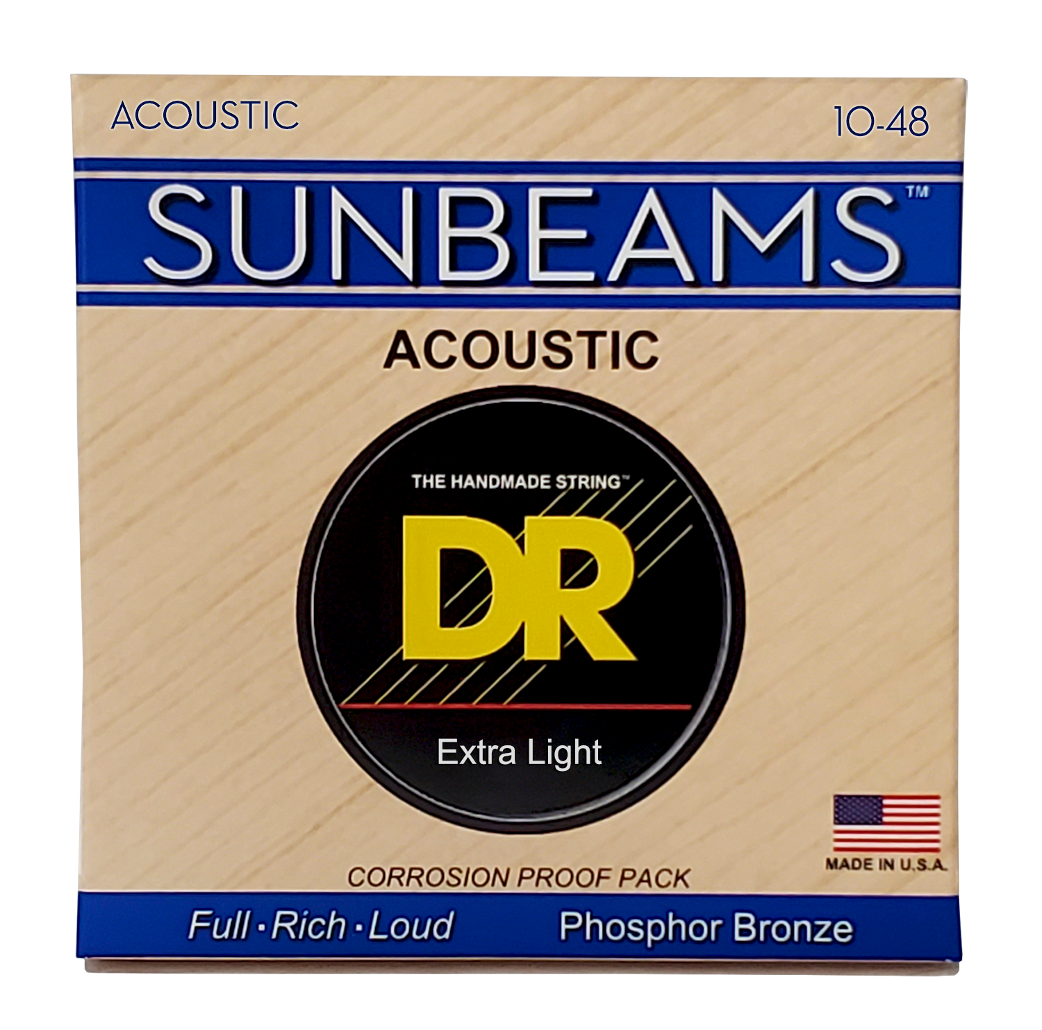 DR Strings Sunbeam Phosphor Bronze Acoustic Guitar Strings - .010-.048 Extra Light