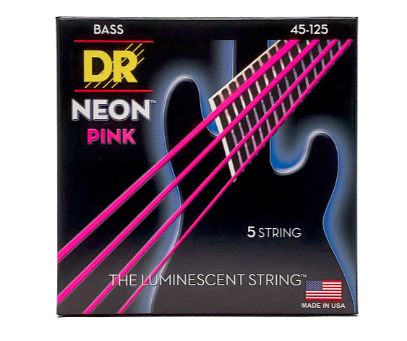 DR Strings Neon Pink Bass 45-125 Medium 5-String (NPB5-45)