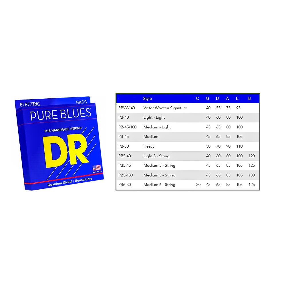 DR Strings Pure Blues Bass (45-125) w/ Quantum Nickel Alloy