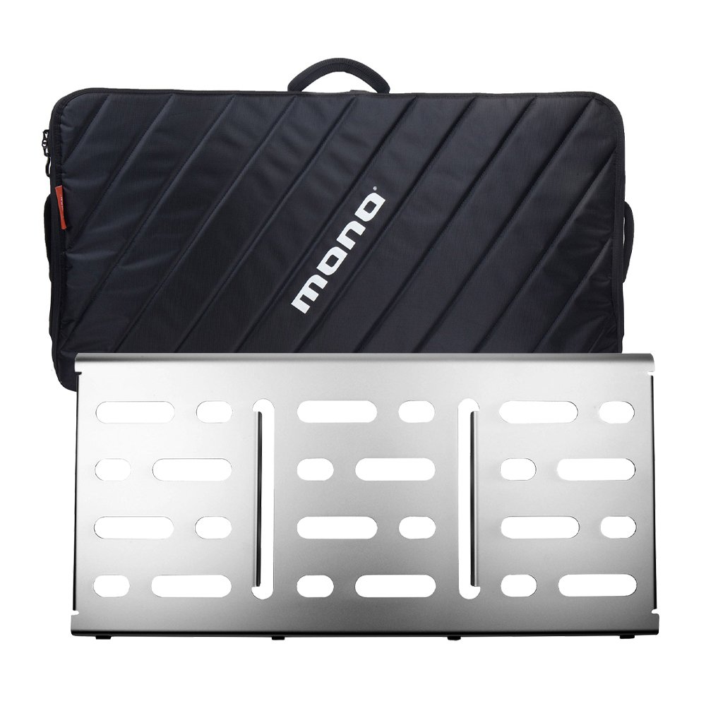 Mono Pedalboard Large, Silver and Pro Accessory Case 2.0, Black