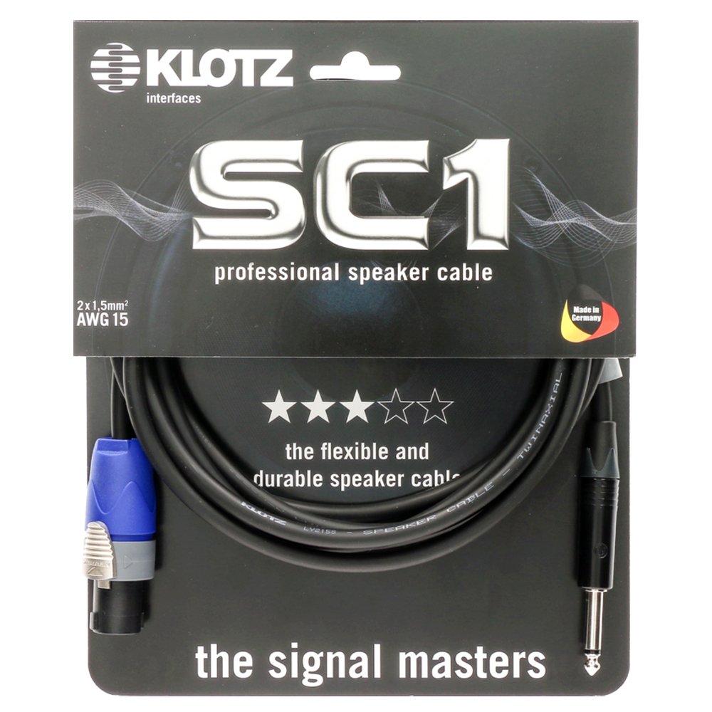 Klotz Cable SC1-SP speaker cable 2 x 1,5 mm² with speakON F and Neutrick jacks 2m