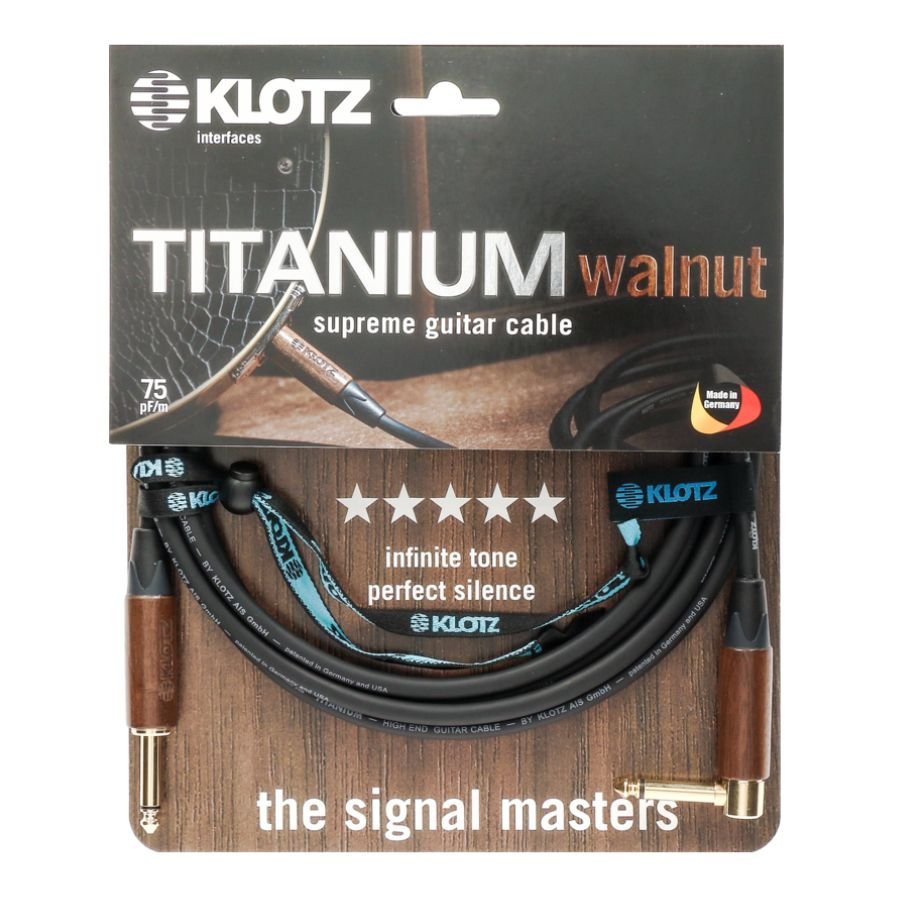 Klotz TITANIUM Walnut - Supreme Guitar Cable With Walnut Sleeves (TIW0450PR)