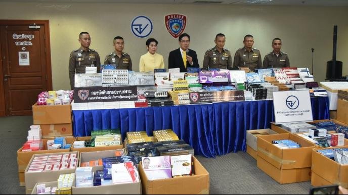 บก.ปคบ.-อย. ร่วมแถลงจับกุม ยาไม่ขึ้นทะเบียน-ผลิตภัณฑ์เสริมความงามผิดกฎหมาย