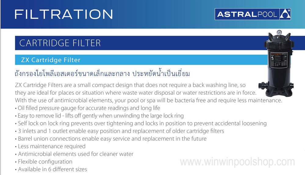 ZX 250 Cartridge Filter, flow 30.9 m3/h