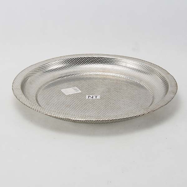 Stainless steel round tray with holes 38 cm.