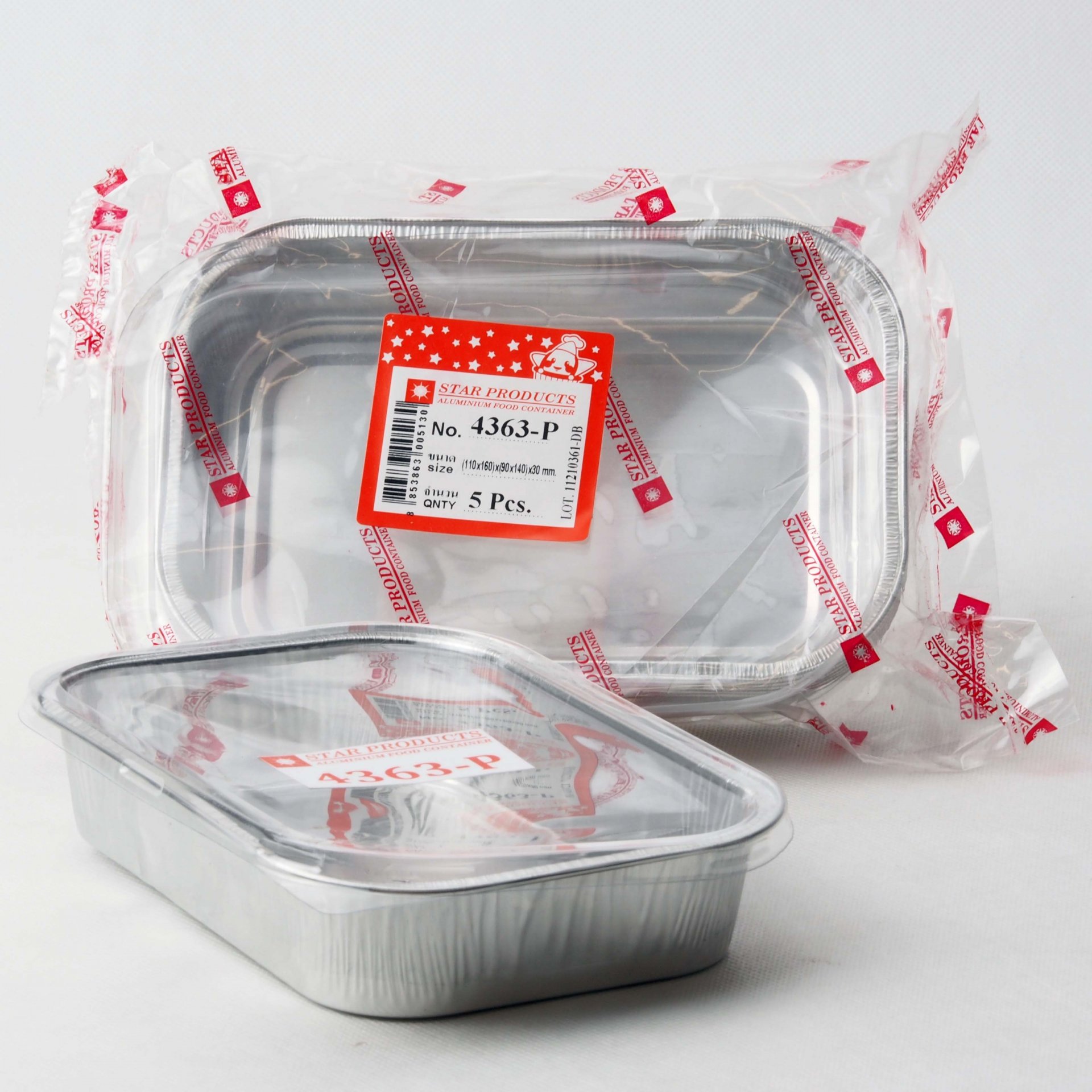 Square foil cup with lid 400 ml.