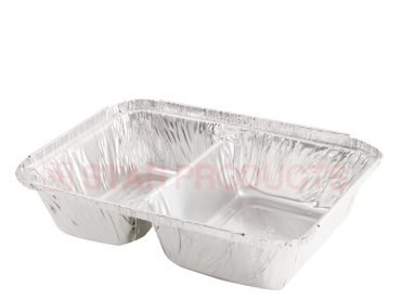 2-hole foil tray with lid 900 ml.