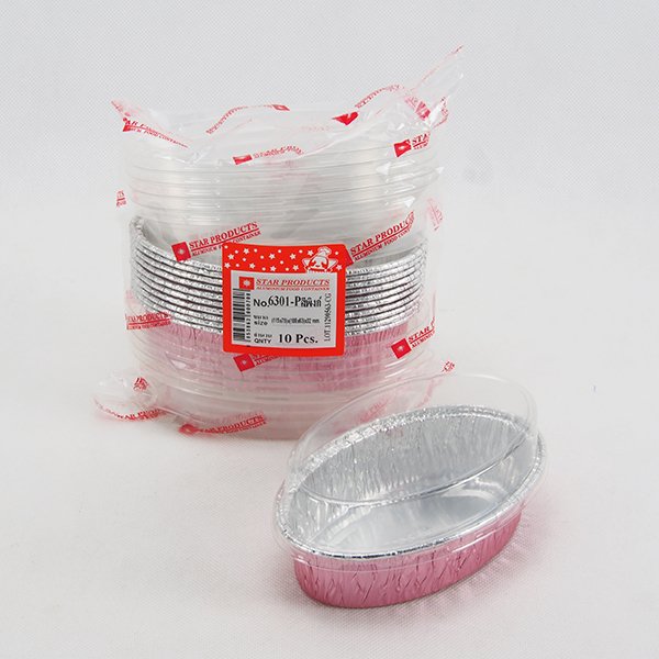 Foil cups with lids 210 ml. Pink