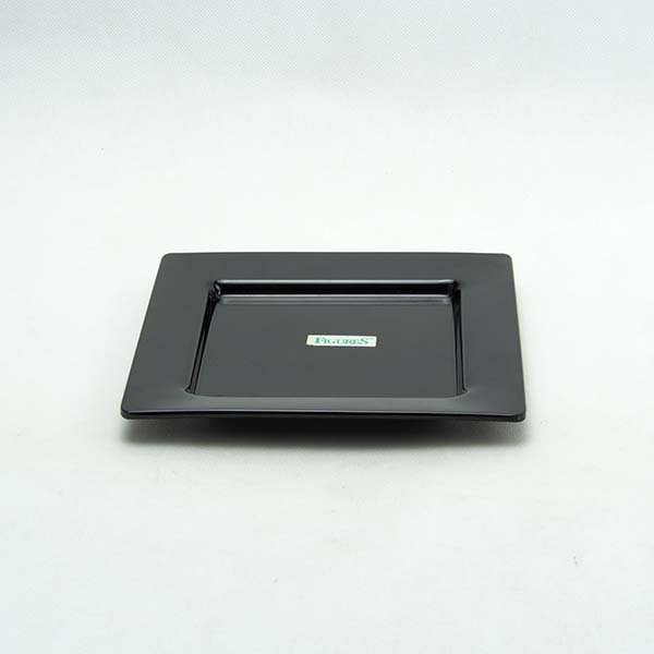 Plate 6.5" black square melamine