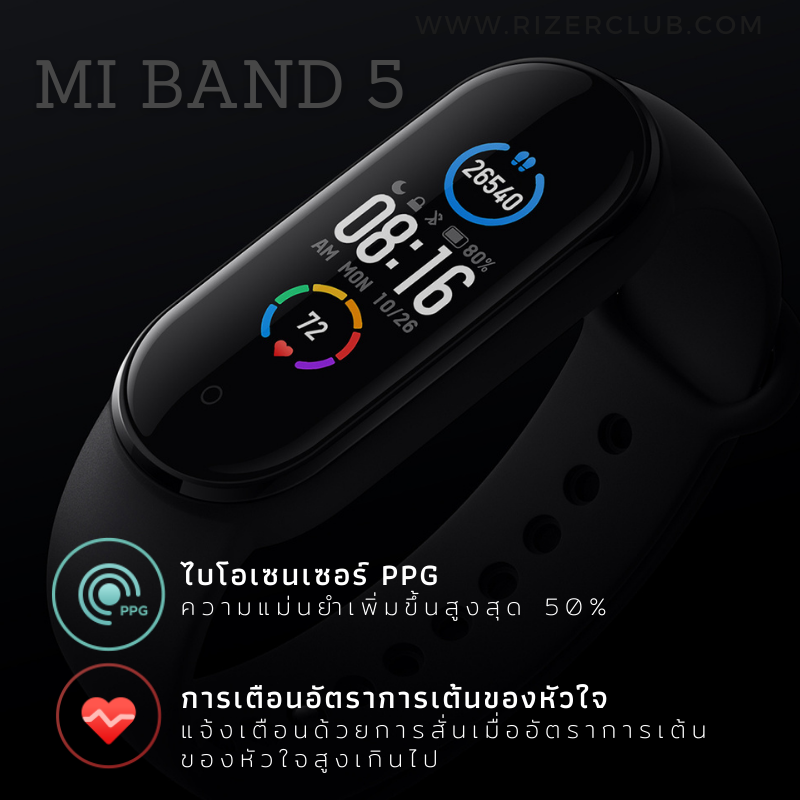 สายรัดข้อมืออัจฉริยะ Mi Band 5 วิธีการใช้งาน สายรัดข้อมืออัจฉริยะ Mi Band 5