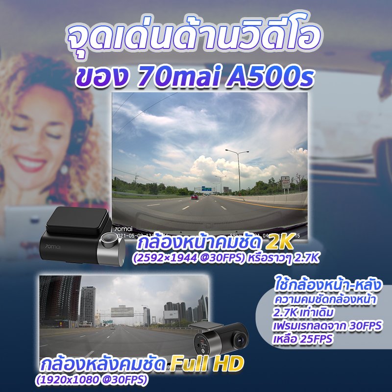 กล้องติดรถยนต์ 70Mai A500s กล้องติดรถยนต์ 70Mai Pro Plus+