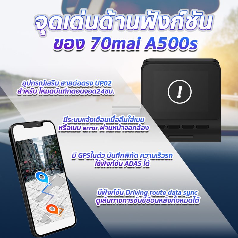 กล้องติดรถยนต์ 70Mai A500s กล้องติดรถยนต์ 70Mai Pro Plus+