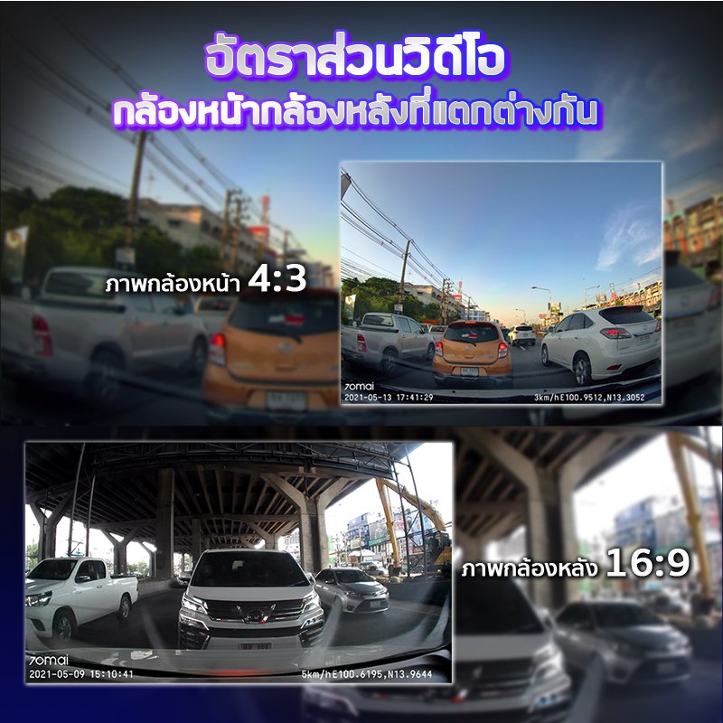 กล้องติดรถยนต์ 70Mai A500s กล้องติดรถยนต์ 70Mai Pro Plus+