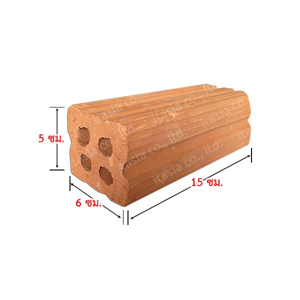 อิฐมอญแดง 4 รู ขนาด 5x6x15 ซม.