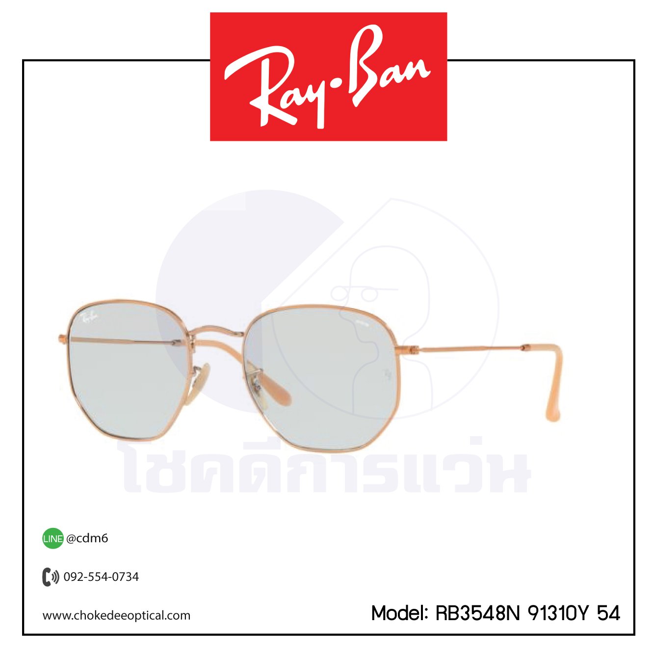 แว่นกันแดด Rayban RB3548N 91310Y 54
