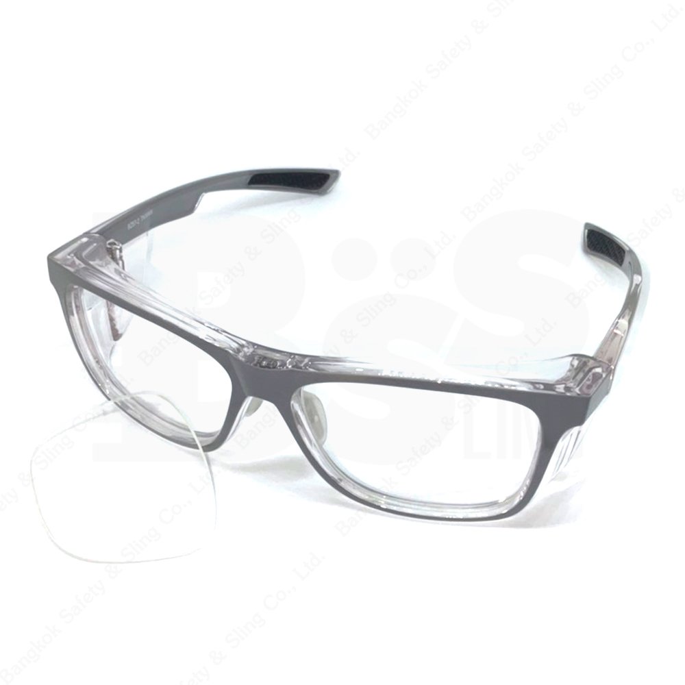 แว่นตาเซฟตี้เปลี่ยนเลนส์สายตา กรอบสีเทา P15011
