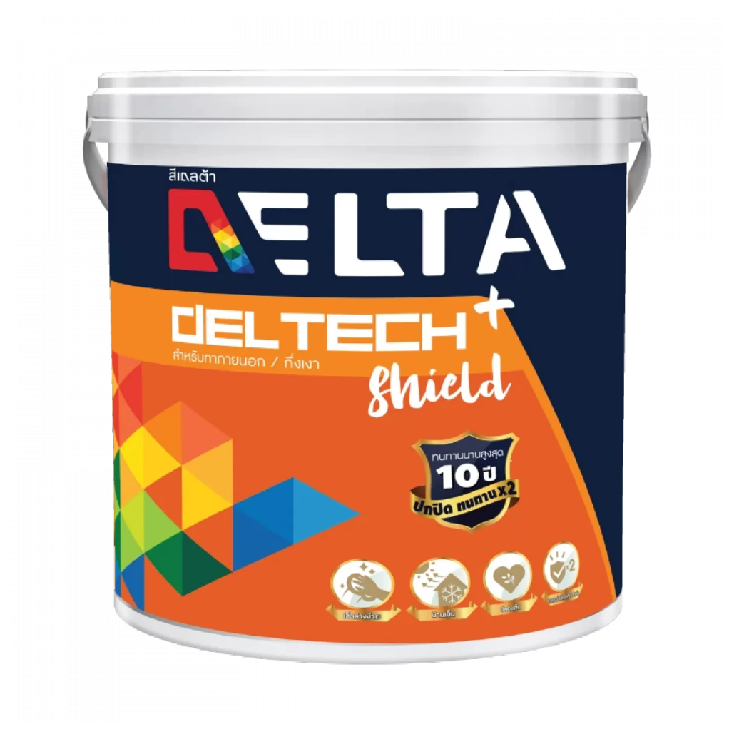 DELTA สีน้ำภายนอก กึ่งเงา Deltech Shield Plus เบส A 2.5กล.