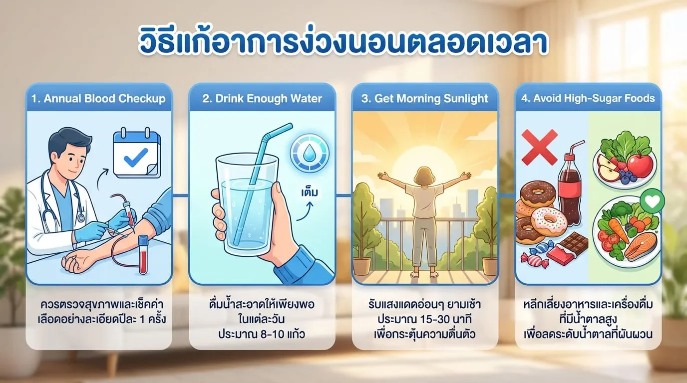 วิธีแก้อาการง่วงนอนตลอดเวลา