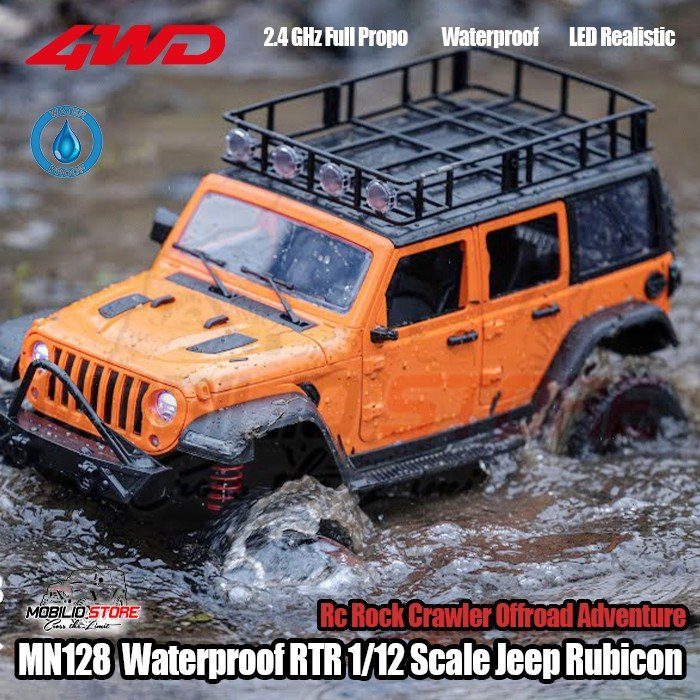 MN128 Waterproof RTR 1/12 Scale Jeep Rubicon RC Rock Crawler Adventure